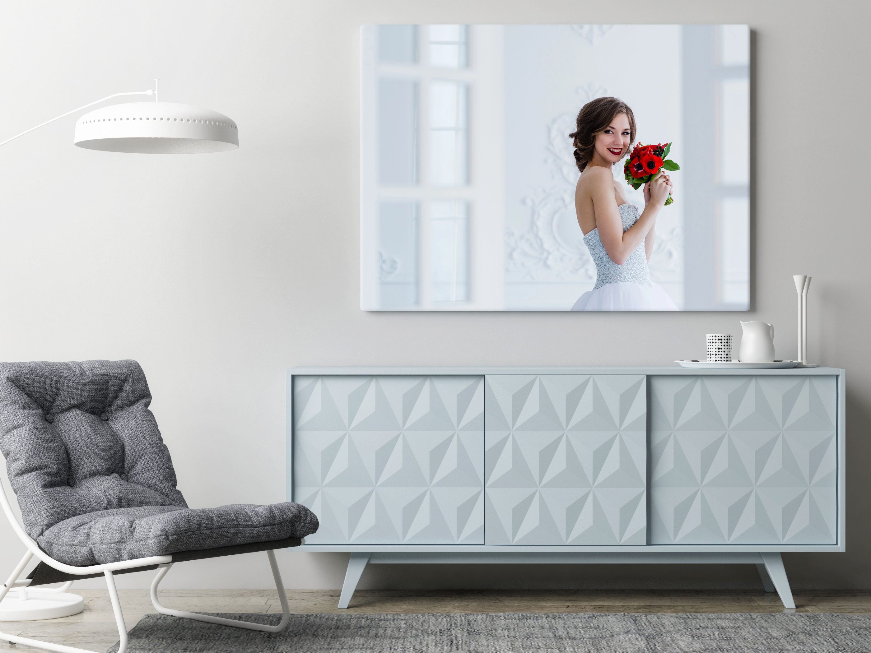 Fotografia na plátne v modernom interiéri